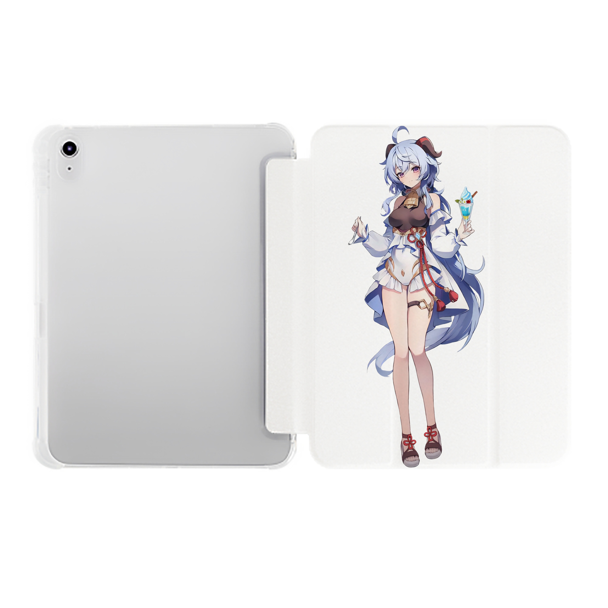 げんし神 甘雨 かんう genshin Ganyu IPad ケース ペン収納付き 三つ折りスタンド PUレザー×シリコン 対応機種9.5/10.5/10.9インチ